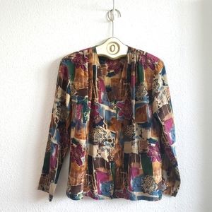Vintage Nora Noh Silk 100 % Longsleeve Blouse